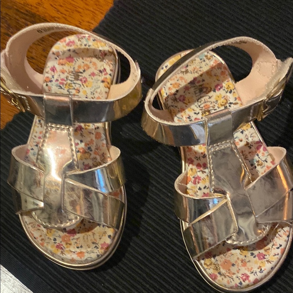 Gold Floral Kids Sandals